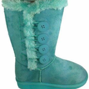 Little Girls Winter Button Detail Shearling Boots NEW Box Aling 33-K Mint